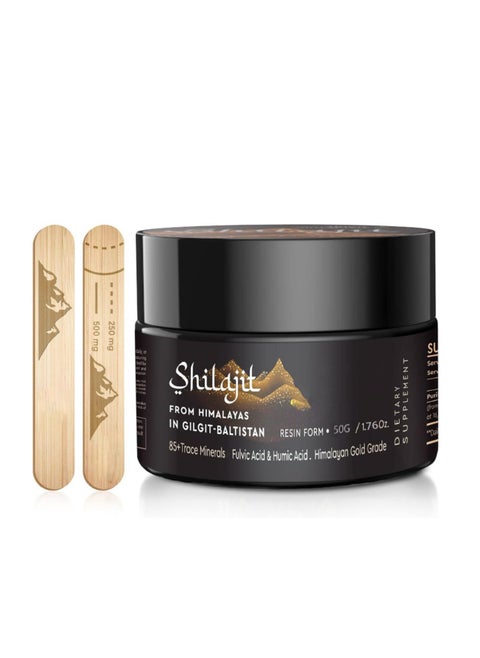 Shilajit Purest Himalayan Shilajit Resin - Gold Grade 100% Pure Shilajit with Fulvic Acid & 85+ Trace Minerals Complex for Energy & Immune Support, 50 Grams