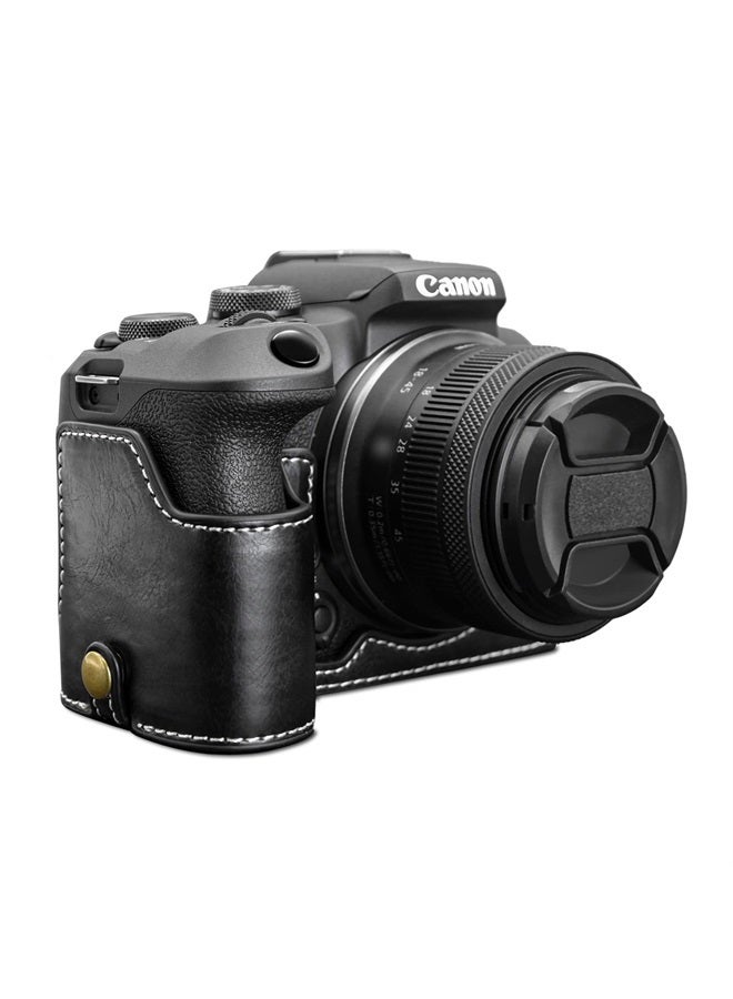 Rieibi EOS R10 Case - Quality PU Leather Half Case for Canon EOS R10 Mirrorless Camera - Grip Case for Canon EOSR10 - Black - Image 1
