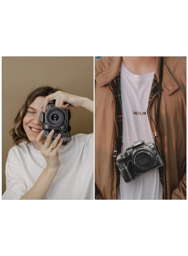 Rieibi EOS R10 Case - Quality PU Leather Half Case for Canon EOS R10 Mirrorless Camera - Grip Case for Canon EOSR10 - Black - Image 5