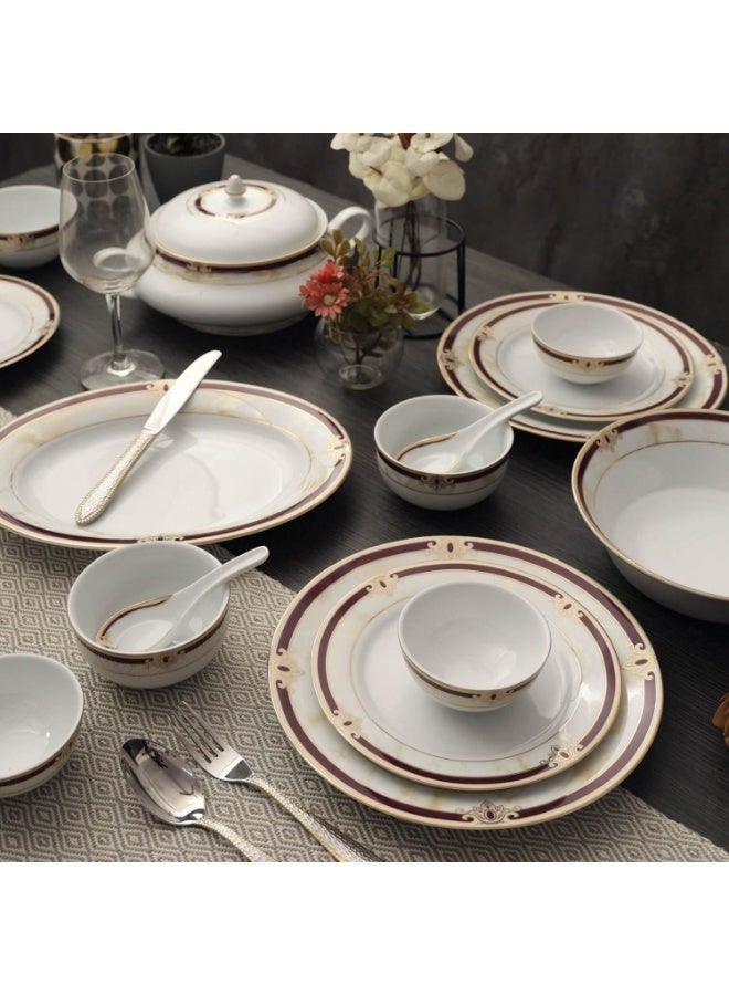 Peggy Oliver Seattle Collection 35 Pcs Dinner Set | Adorned With Brown And Gold (Plated With Real Gold) | Elegant Set for Serving & Gifting - Image 5