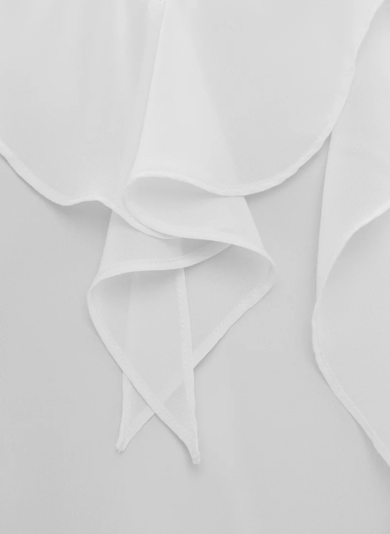 Lichi Semi-transparent blouse with flounces and ribbon scarf