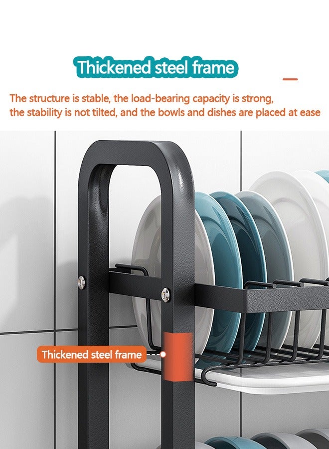 Yolu 3 Tiers Dish Drying Rack and Drainboard Set for Kitchen Counter, Stainless Steel Dish Racks with Cups Holder, Utensil Holder, Cutting Board Holder. - Image 5