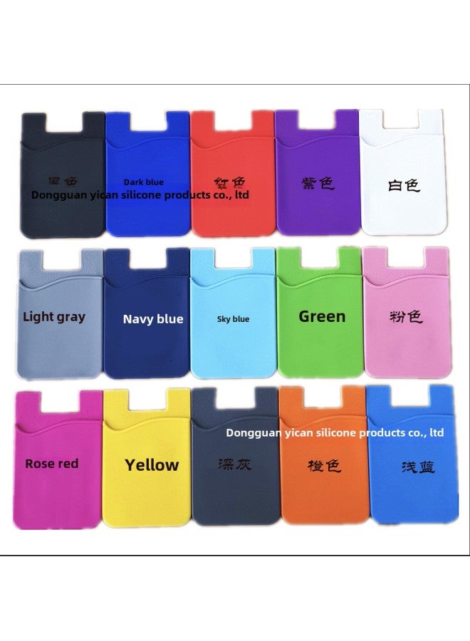 Custom Printing LOGO Silicone Card Holder Mobile Phone Card Sticker Bank Card Holder Single Layer Mobile Phone Back Sticker Mobile Phone Card Holder-Color:Blue  - Image 2