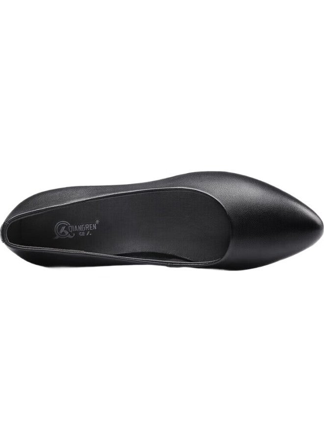 Strongman Women'S Shoes 4Cm Mid-Heel Work Single Shoes Pointed Toe Commuter Leather Shoes Shallow Mouth High Heels Jdla170002 Black 40 - Image 2