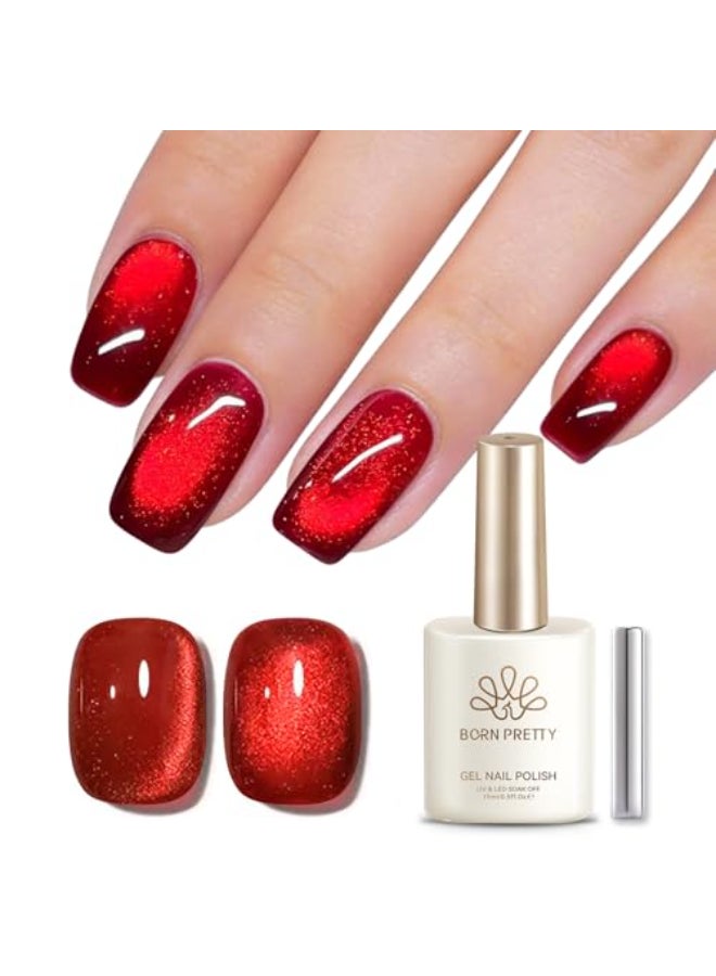 Born Pretty Red Cat Magnetic Eye Gel Nail Polish Reflective Holographic Glitter Shiny Ruby Red 15mL Gel Nail Polish With Magnetic - Image 1