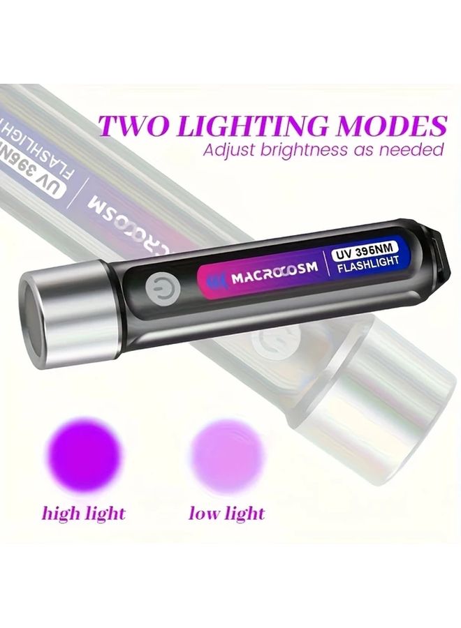2Pcs USB Rechargeable Mini UV Flashlight 395nm Black Light Portable Handheld Torch with 2 Modes Focus - Image 3