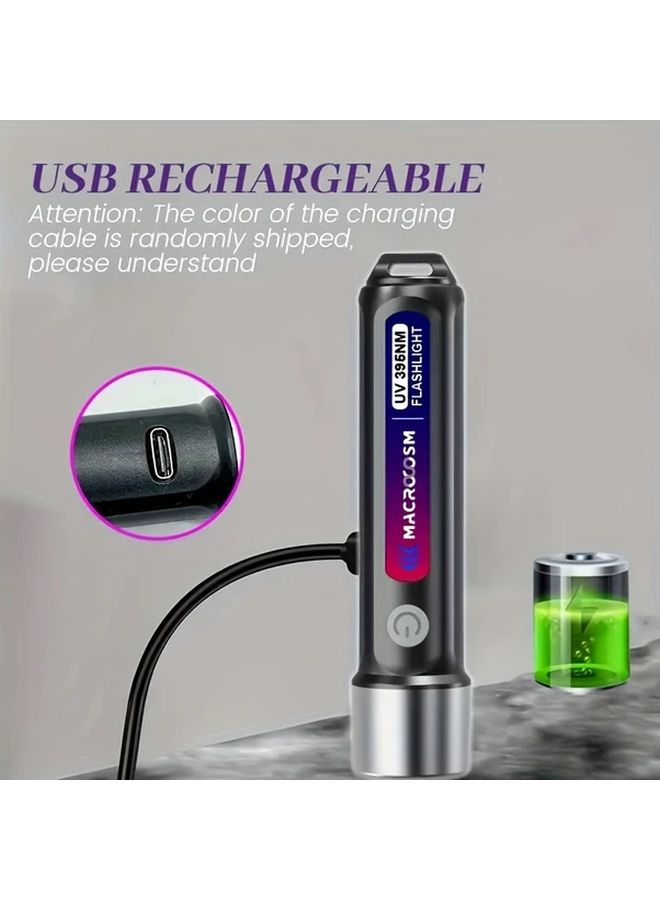 2Pcs USB Rechargeable Mini UV Flashlight 395nm Black Light Portable Handheld Torch with 2 Modes Focus - Image 4