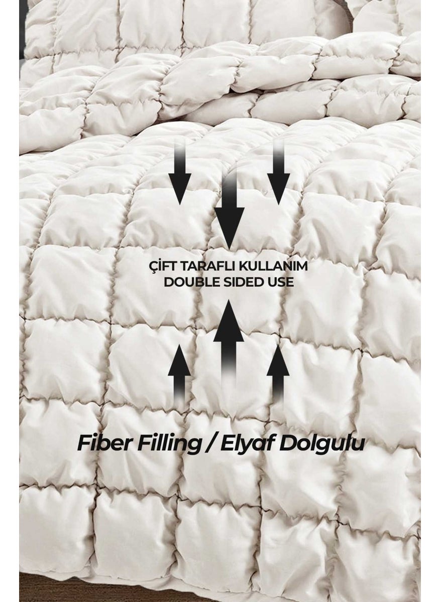 Evlen Home Collection Puff Bedspread Set Double Handmade Casual Plain Cotton Filled Quilt Sleep Set 3 Piece  - Image 5