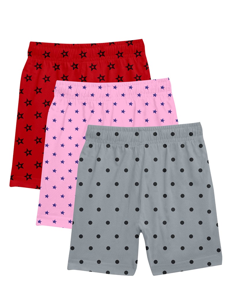 ICEDIVE Girl's Printed Regular Fited Shorts Pack of 3 Multicolour - Image 1