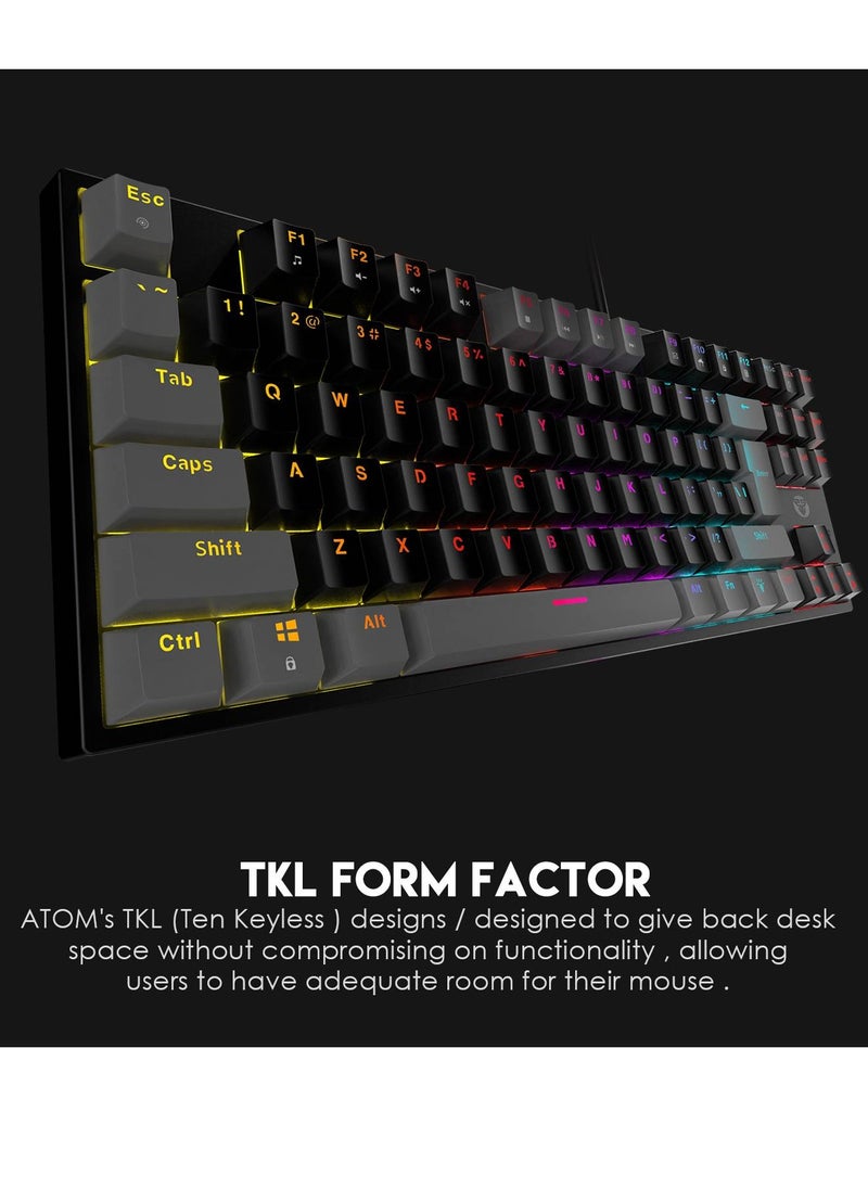 FANTECH - ATOM TKL MK876 Gaming Keyboard RGB Mechanical – Red Switch  – TKL Size Form Factor – Double Injection Keycaps – 16 Lighting Effects – 25 Keys Anti-Ghosting - EN Keys - Image 1