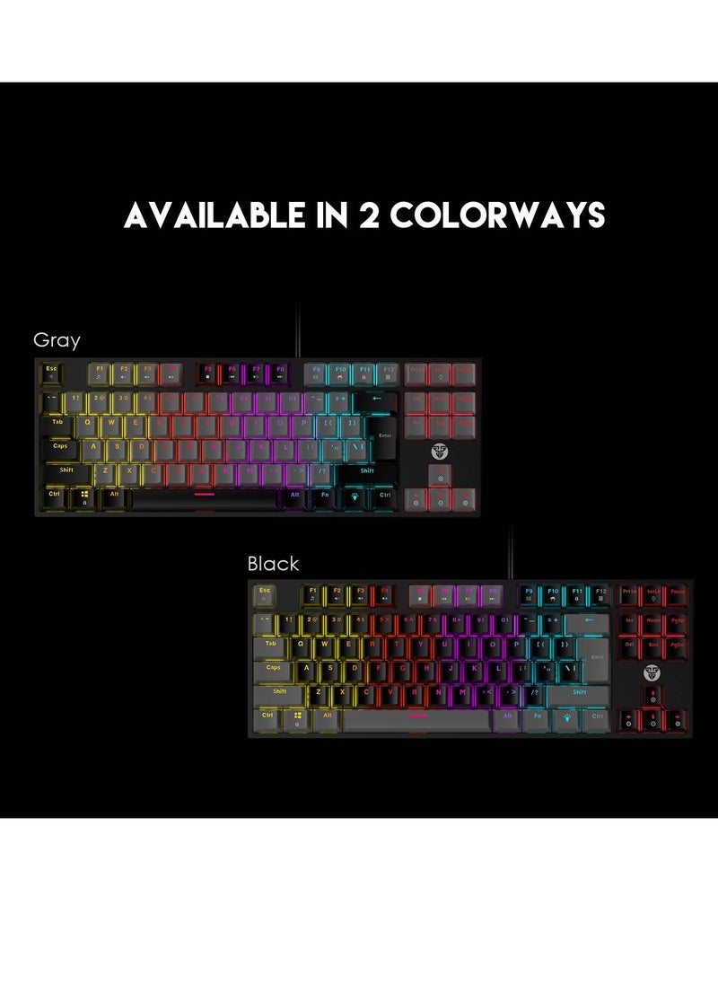 FANTECH - ATOM TKL MK876 Gaming Keyboard RGB Mechanical – Red Switch  – TKL Size Form Factor – Double Injection Keycaps – 16 Lighting Effects – 25 Keys Anti-Ghosting - EN Keys - Image 1