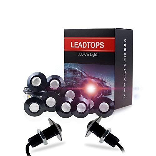 LEADTOPS Eagle Eye LED Lights 10pack DIY 12V Ultra thin 23mm Eagle Eye Bulb Fog Tail DRL Daytime Running Lights Red Kit for Car Motorcycle Red Black