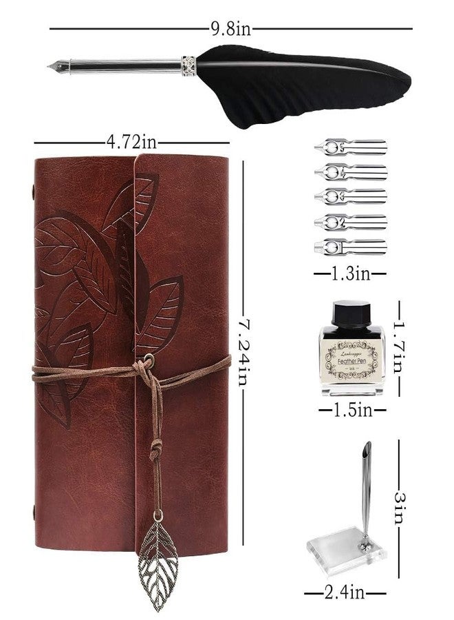 لو شي قلم ريشة لوشي، طقم خط يدوي طبيعي، طقم قلم وحبر فاخر عتيق الطراز مع أدوات للكتابة، 5 رؤوس بديلة، دفتر ملاحظات، حبر واحد، وعلبة هدايا، ألوان متنوعة - Image 2