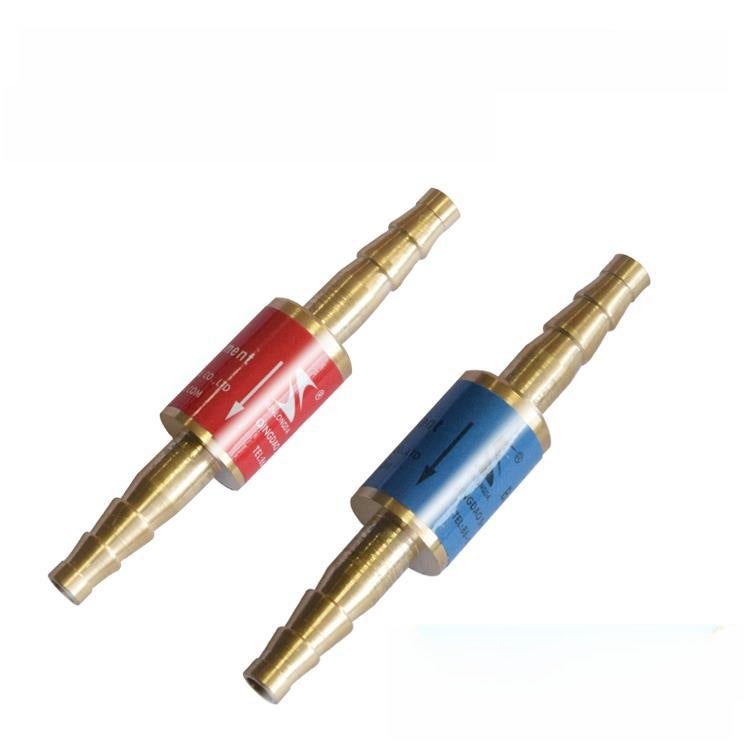 توصيل مجاني لمنع التسخين للغاز الأسيتيلين والغاز المسال البروبان والأكسجين لمنع التسخين لأنبوب الحنجرة وأنبوب الجلد صمام منع التسخين صمام إيقاف الحرار من النحاس (صمام منع التسخين للأسيتيلين الأحمر بقطر 8 ملم) - Image 2