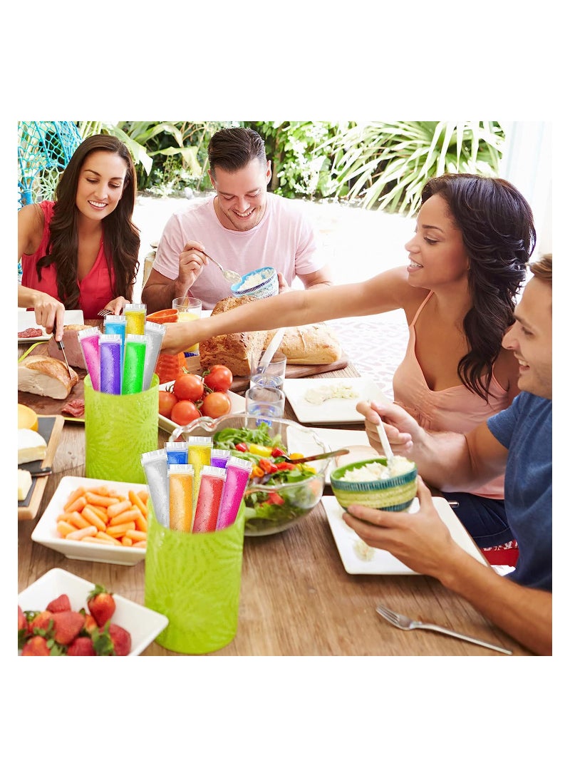 Excefore 200 Pcs Disposable Ice Lolly Mold Bags with Zip Seals Ice Candy Bags Ice Candy Pouches and 1 Pcs Funnel for Yogurt Sticks Juice Fruit (11 x 2 inch) - Image 3