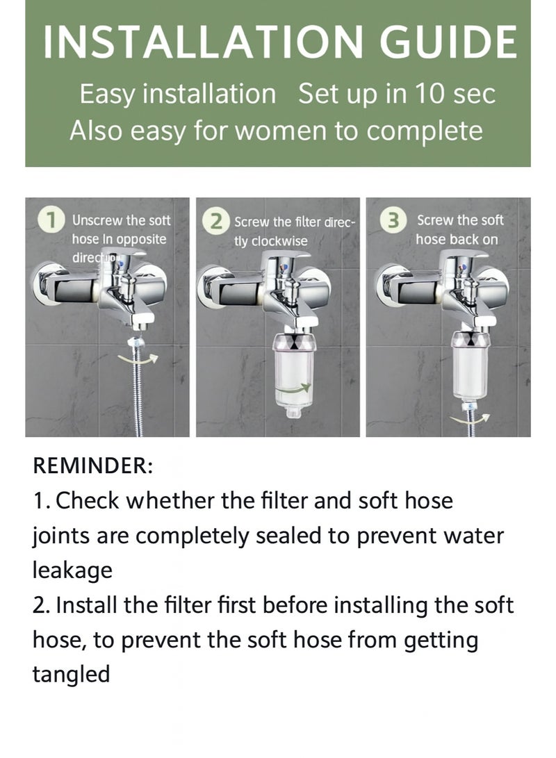 Shower Head Filter for Hard Water – Shower Filter with Calcium Sulfite, Helps Reduce Chlorine & Impurities, Water Softener - Bathroom Accessories for Healthier Hair & Skin (6 filters Include) - Image 5