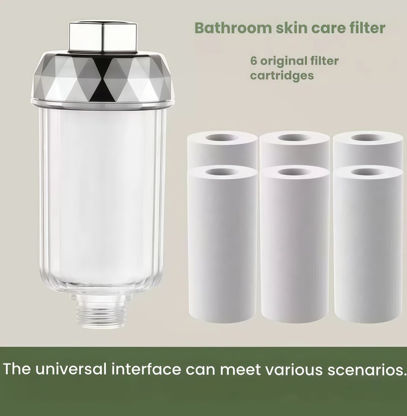 Premium Transparent Shower Filter for Hard Water – Thickened Cartridge, 5-Layer Deep Purification & High Flow Rate – Reduces Chlorine & Scale for Healthy Skin & Hair (Includes 6 Refills) - Image 2