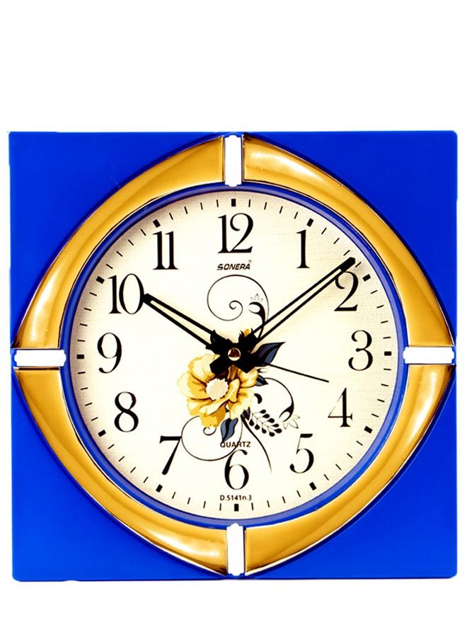 Sonera Square Wall Clock with Round Dial – Blue and Gold - Image 2
