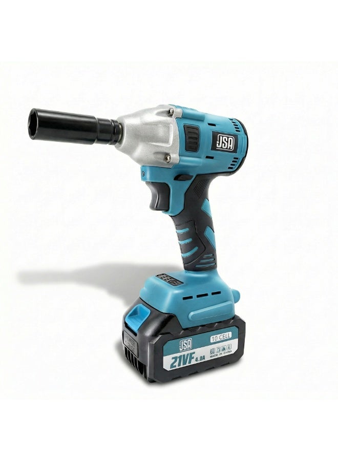 JSA 21V Professional Cordless Impact Wrench – 1/2 Inch Drive – Includes Two 4.0Ah Batteries, Fast Charger, 5 Sockets, and Durable Carrying Case – Ideal for Cars, Trucks, Furniture, and Industrial Use - Image 1