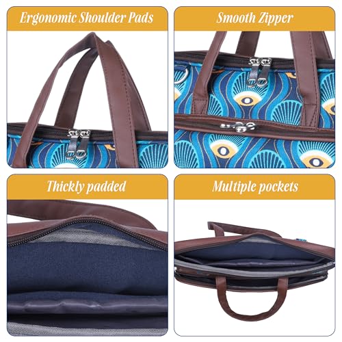 Protecta Stride Floral Printed Laptop Messenger Bag for Men and Women for Office 16 inch Use Macbook Office Briefcase Bag Print Padded Sleeve Straps Durable Design Lightweight 18L Art Deco Print - Image 3