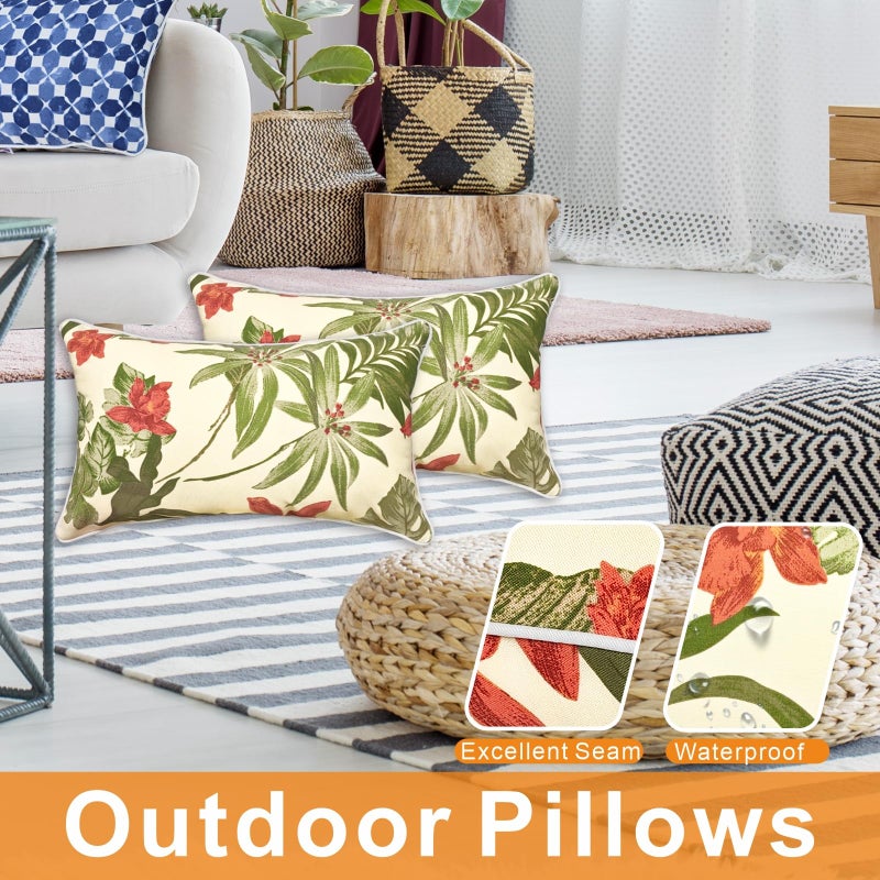 JMGBird Outdoor Lumbar Pillows Set of 2, 12x20 Inch Weather-Resistant Decorative Throw Pillows for Patio Furniture (Grass Green) - Image 4