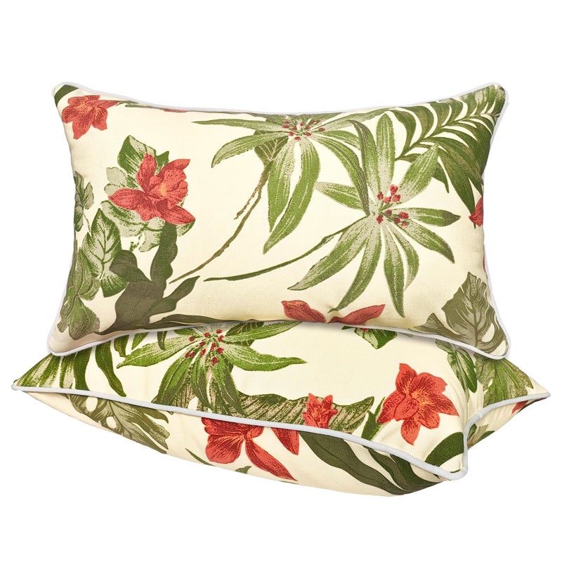 JMGBird Outdoor Lumbar Pillows Set of 2, 12x20 Inch Weather-Resistant Decorative Throw Pillows for Patio Furniture (Grass Green) - Image 1