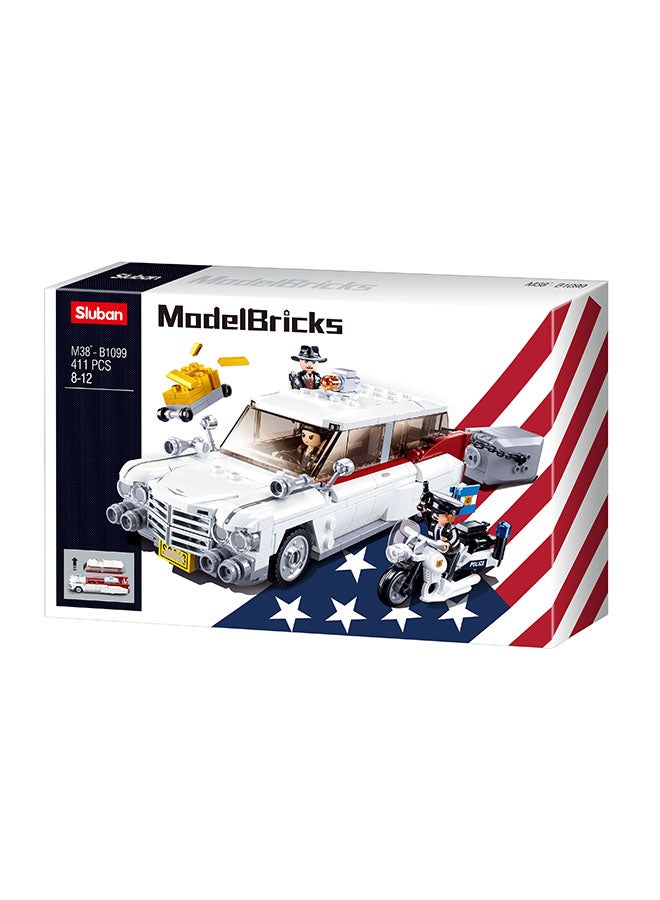 Model Bricks Series - American Robbers Car Building Blocks 411 Piece With 3 Mini Figuers - For Age 8+ Years Old