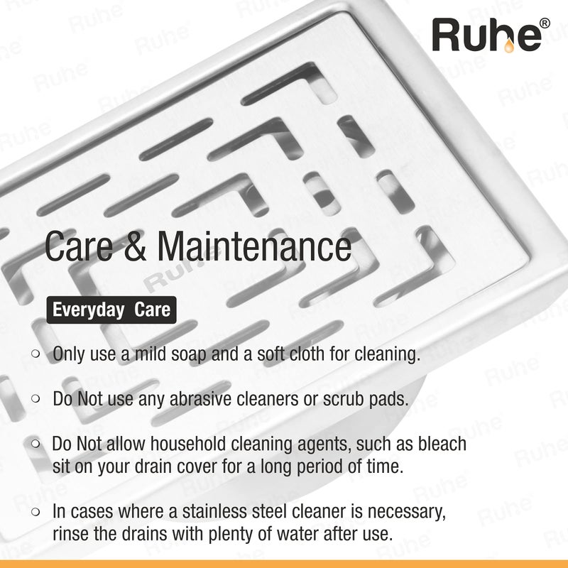 Ruhe® Exclusive Square Floor Drainer | 304-GradeStainless Steel Floor Drain- Sapphire Exclusive Square | (5x5 inches) | with Cockroach Trap/Jali & Collar | Pack of 1 - Image 5