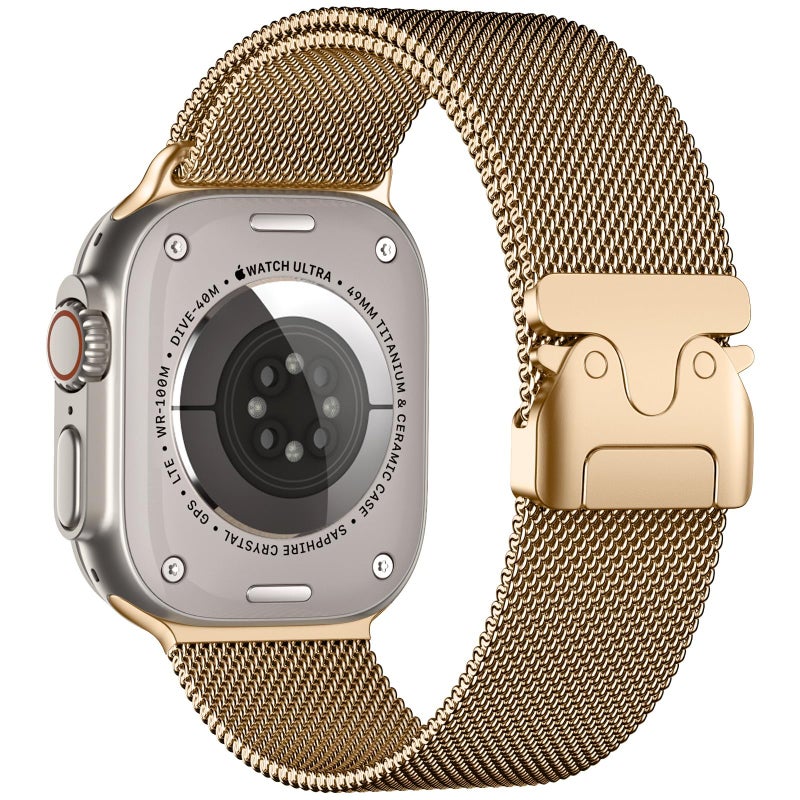 Stainless Steel Mesh Strap with Parachute Buckle Compatible with Apple Watch Ultra 2/Ultra/Series 10/9/8/7/6 – Fits 42–49mm iWatch - Image 2