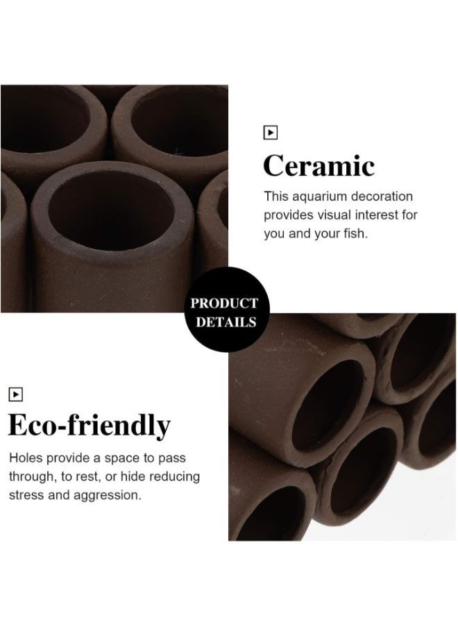 Generic B&K Aquarium Cave Handmade Brown Ceramic Shelters Beautiful Aquarium Decorative Useful Shrimp Fish Habitat Breeding Tubes Hiding Cave - Image 3