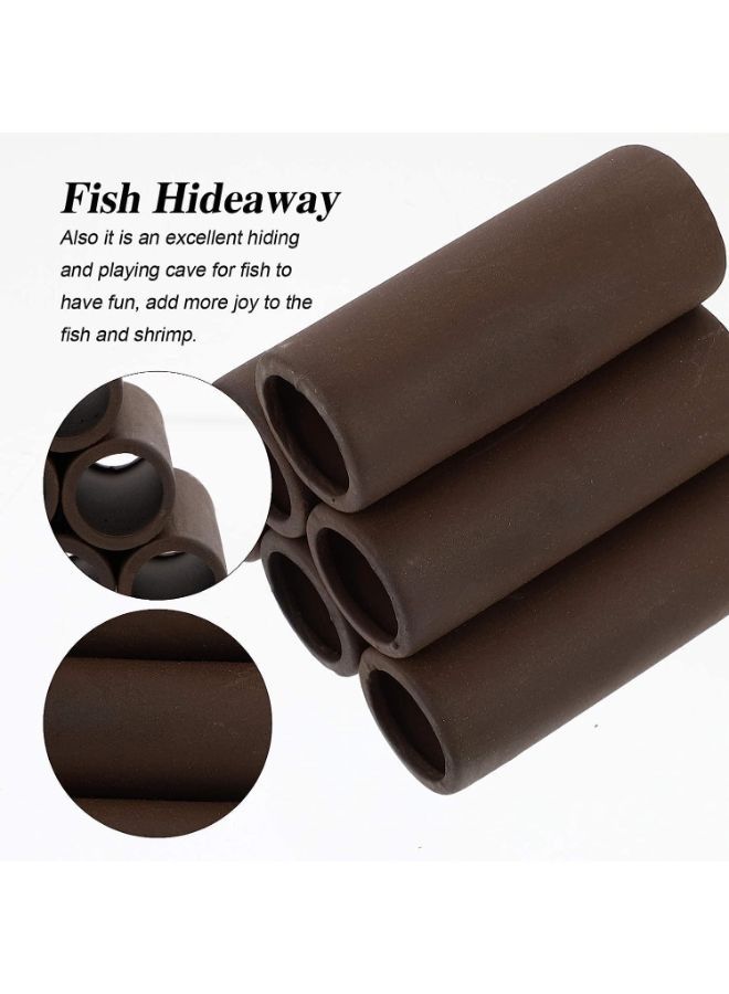 Generic B&K Aquarium Cave Handmade Brown Ceramic Shelters Beautiful Aquarium Decorative Useful Shrimp Fish Habitat Breeding Tubes Hiding Cave - Image 5