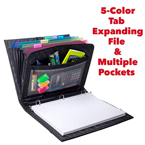 Case it Case-it Pro Padfolio Portfolio Binder, 1 inch D-Ring Binder - 5 Tab Expanding File Folder, Multiple Pockets - Black (LL-PRO-243) - Image 3