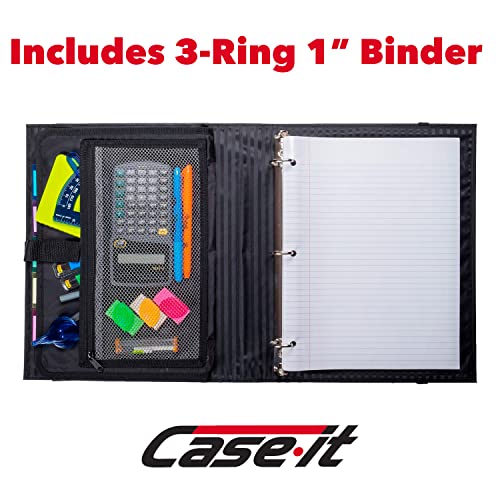 Case it Case-it Pro Padfolio Portfolio Binder, 1 inch D-Ring Binder - 5 Tab Expanding File Folder, Multiple Pockets - Black (LL-PRO-243) - Image 2