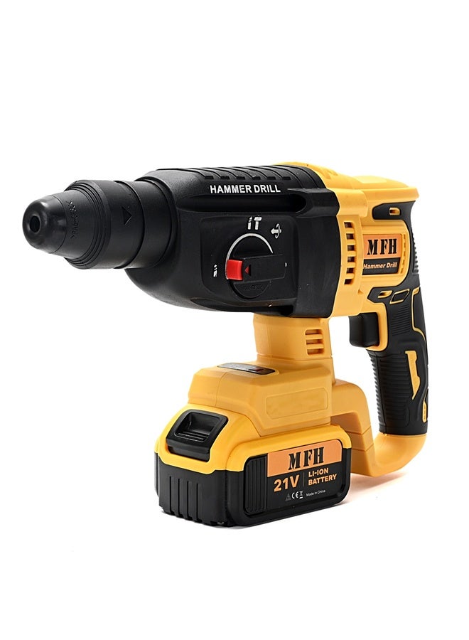MFH TOOLS 3-Piece 21V Cordless Power Tools Set - 2-Speed Drill 2000RPM - Angle Grinder 12000RPM  - Hammer Drill 3200RPM  - Cordless Combo Kit for Drilling, Grinding, Chiseling, Repair & Installation - Image 2