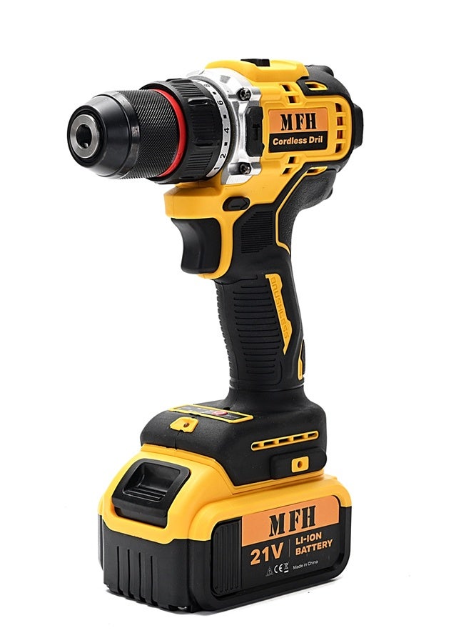 MFH TOOLS 3-Piece 21V Cordless Power Tools Set - 2-Speed Drill 2000RPM - Angle Grinder 12000RPM  - Hammer Drill 3200RPM  - Cordless Combo Kit for Drilling, Grinding, Chiseling, Repair & Installation - Image 3