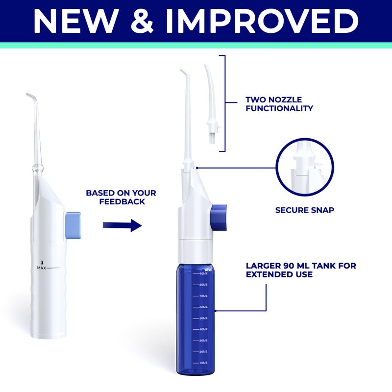 ORAVIX جهاز تنظيف الأسنان بالماء ORAVIX لإزالة حصوات اللوزتين، جهاز ري الفم بالماء، جهاز تنظيف لطيف للأسنان واللثة الحساسة، جهاز تنظيف الأسنان بالماء للأطفال، جهاز تنظيف يدوي بالماء بدون كهرباء أو بطاريات - Image 3