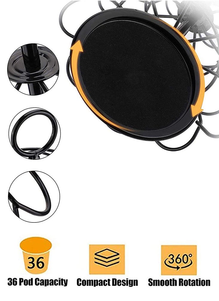 Perfii K-Cup Storage Coffee Capsules Pod Holder 36 Cup Pods Organizer for Kitchen Detachable Countertop, 360-Degree Spin Convenience  - Image 5