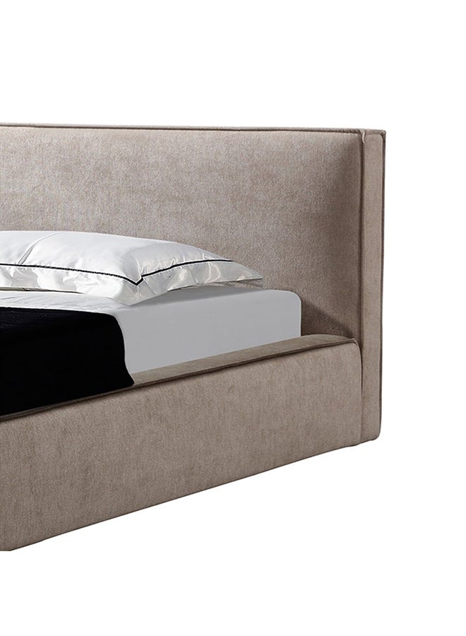 DANUBE HOME سرير مزدوج خشبي بتصميم عصري قوي من Delano مقاس 150 × 200، أثاث هادئ ومريح، مقاس L 234 × 198 × 87 سم، بني فاتح - Image 5