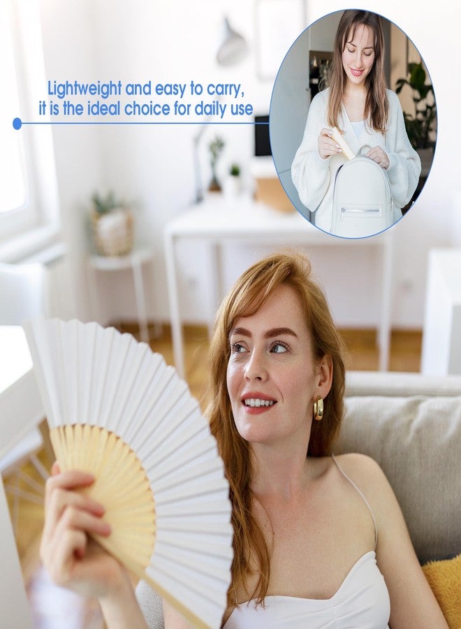 Aneco 96 Piece 24 Sets Blank Paper Fans with Acrylic Paint Brush Decorative Painting Fan DIY Crafts Natural White Folding Hand Fans Bulk for Wedding Outdoor Party Favors Home Gift Photography Props - Image 4