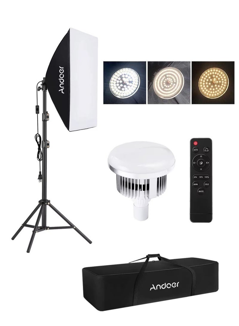 ANDOER Photography Softbox, 3-Color Temperature Lighting Kit with Reflector, Remote Control, and Carrying Bag, Suitable for Photo and Video Shoot - Image 1