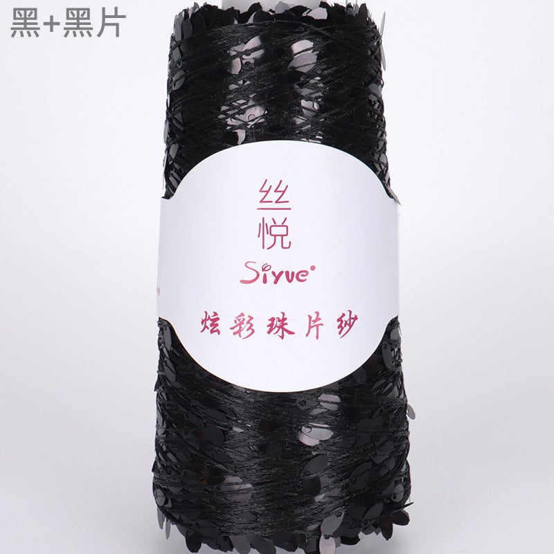 Siyue Colorful Beaded Yarn Line Special Waterdrop Shiny Beads Knitting Diy Handcrafted Braided Yarn Line Great Value Black + black film 35# 