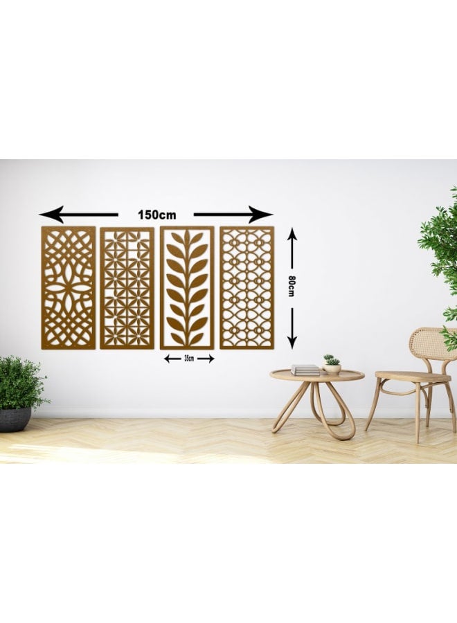 هوم جاليري مجموعة لوحات جدارية خشبية بأشكال هندسية ونباتية انتقائية - Image 3