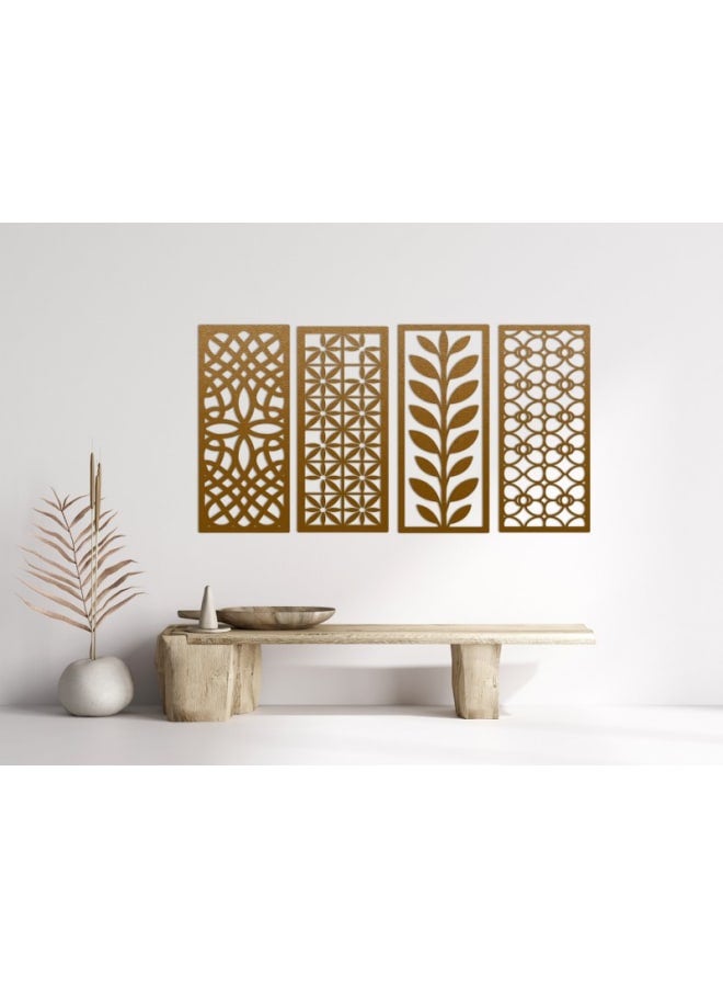 هوم جاليري مجموعة لوحات جدارية خشبية بأشكال هندسية ونباتية انتقائية - Image 1