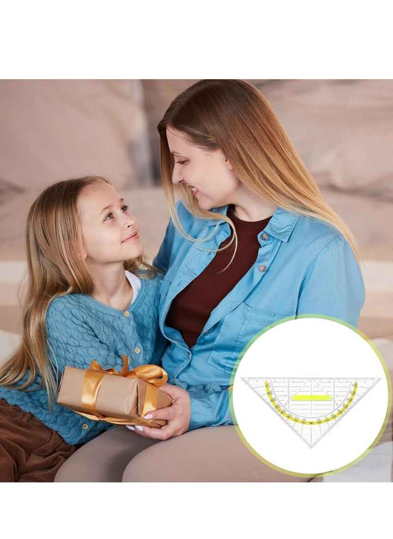 Oasisgalore - 4 Pcs Triangle Ruler Set with Handle，Transparent Protractor Square Geometry Ruler for Drawing Tools - Image 1