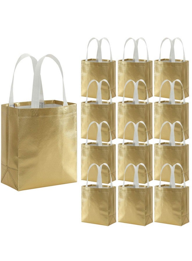 Tosnail 40 Pack 10 X 8 Inch Glossy Gold Reusable Grocery Bags Shopping Tote Bag With Handle Present Bag Gift Bag For Weddings, Birthdays, Party, Event - Gold - Image 1