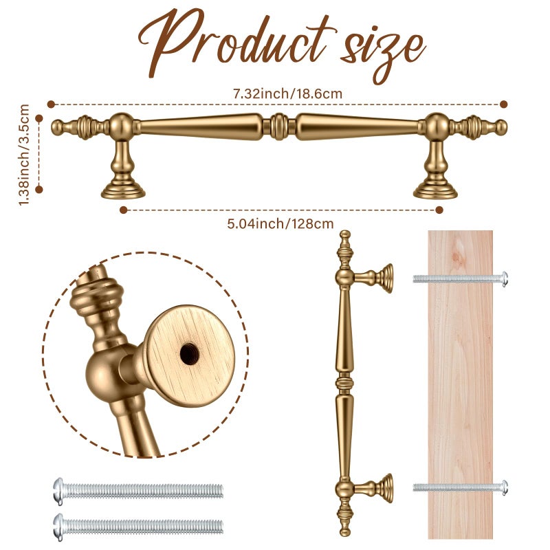 Shimeyao 10 Pack Champagne Bronze Cabinet Pulls 5"(128 mm) Hole Center Vintage Bronze Cabinet Pulls Handles Drawer Handles Closet for Kitchen Bathroom Drawer Dresser Pull Hardware Hole Center - Image 1