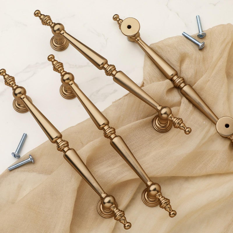 Shimeyao 10 Pack Champagne Bronze Cabinet Pulls 5"(128 mm) Hole Center Vintage Bronze Cabinet Pulls Handles Drawer Handles Closet for Kitchen Bathroom Drawer Dresser Pull Hardware Hole Center - Image 2