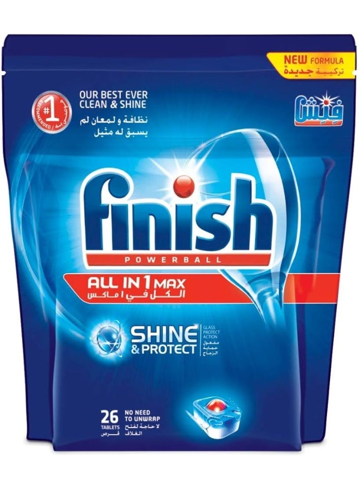 فنيش ملح منظف الأطباق فنش، 2 كجم- أقراص فنش باور بول للمعان والحماية، 26 قرص مع مساعد الشطف السائل فنش الأصلي، 400 مل - Image 4