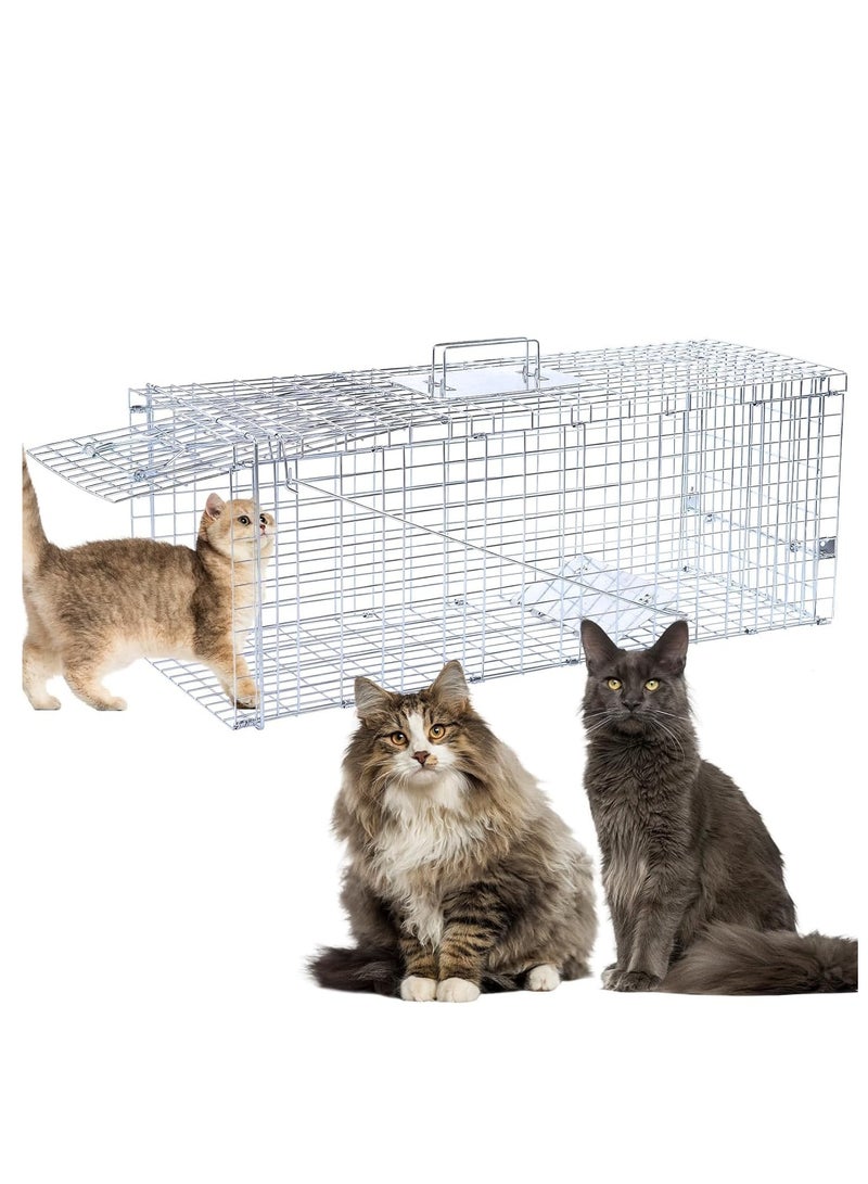 TRASSLE Live Animal Trap Cage, Small Animal Trap for Humane Catch & Release Foldable Cage, Raccoons, Squirrel, Skunk, Mole, Armadillo, Rabbit, Steel Foldable with Pedal Triggers - Image 1