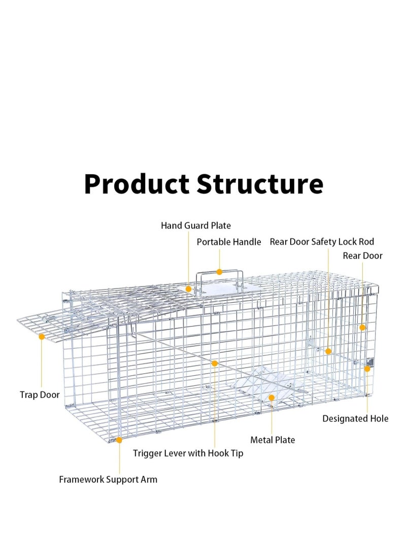 TRASSLE Live Animal Trap Cage, Small Animal Trap for Humane Catch & Release Foldable Cage, Raccoons, Squirrel, Skunk, Mole, Armadillo, Rabbit, Steel Foldable with Pedal Triggers - Image 3